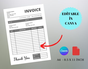 Invoice Template, Editable Invoice