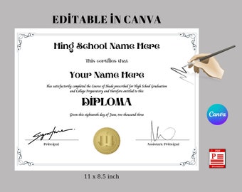 Editable High School Diploma Template: Homeschool Certificate (PDF)