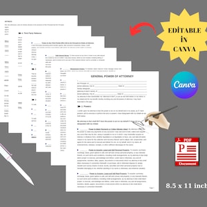 Printable General Power of Attorney Form: Editable Canva Template (Digital Download)