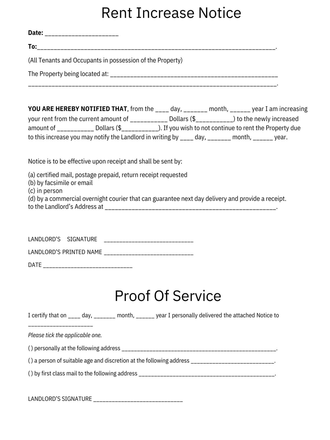 Rent Increase Notice Rent Increase Form Edit in WORD Download Etsy UK