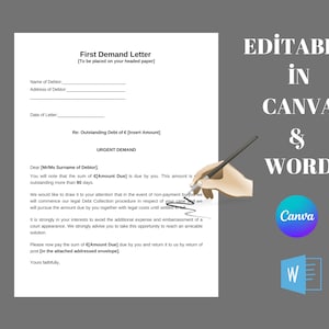 Carta de demanda imprimible, plantilla de Word, PDF de Canva personalizado