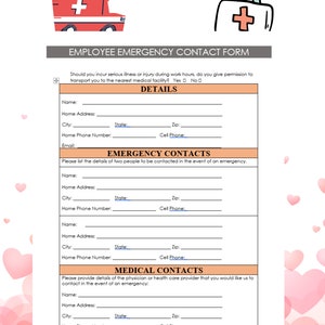 Editable Emergency Contact Form Template (WORD)