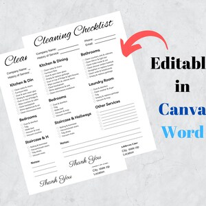 Printable Cleaning Checklist: Editable in Canva & Word (PDF)