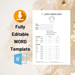 T-Shirt Order Form Template: Minimalist, Editable (Word, Canva PDF)