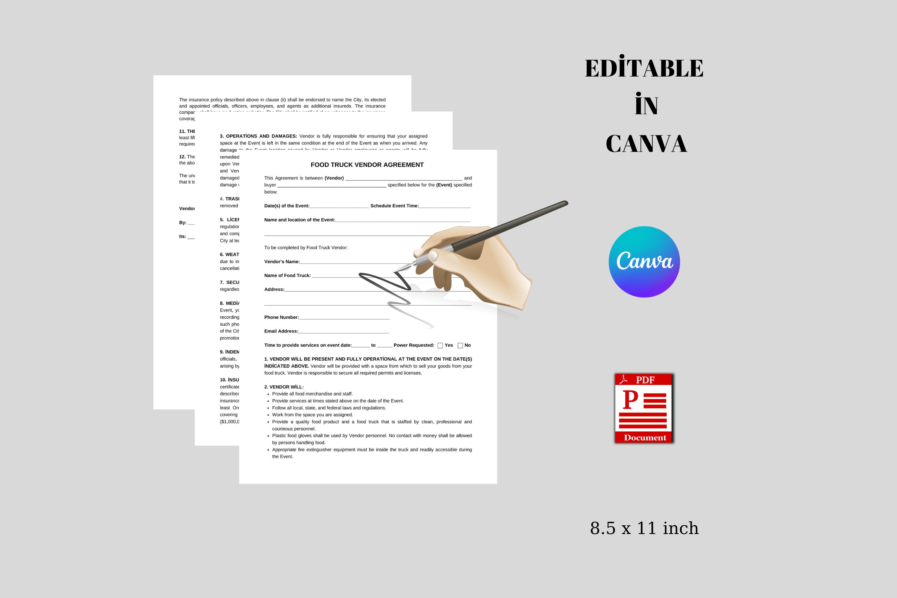 Printable Food Truck Vendor Agreement Food Vendor Contract Digital printable-food-truck-vendor-agreement-food-vendor-contract-digital