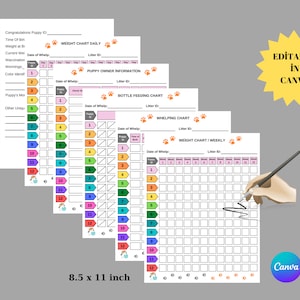 Druckbare Welpen Wurf Diagramme für die Aufbewahrung ideal für Züchter Arbeiten, Hundezüchter Diagramme