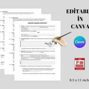 Printable Graphic Design Contract: Editable Agreement (Canva Template) (Digital Download)