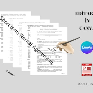Printable Short Term Rental Agreement, Editable Vacation Rental ...