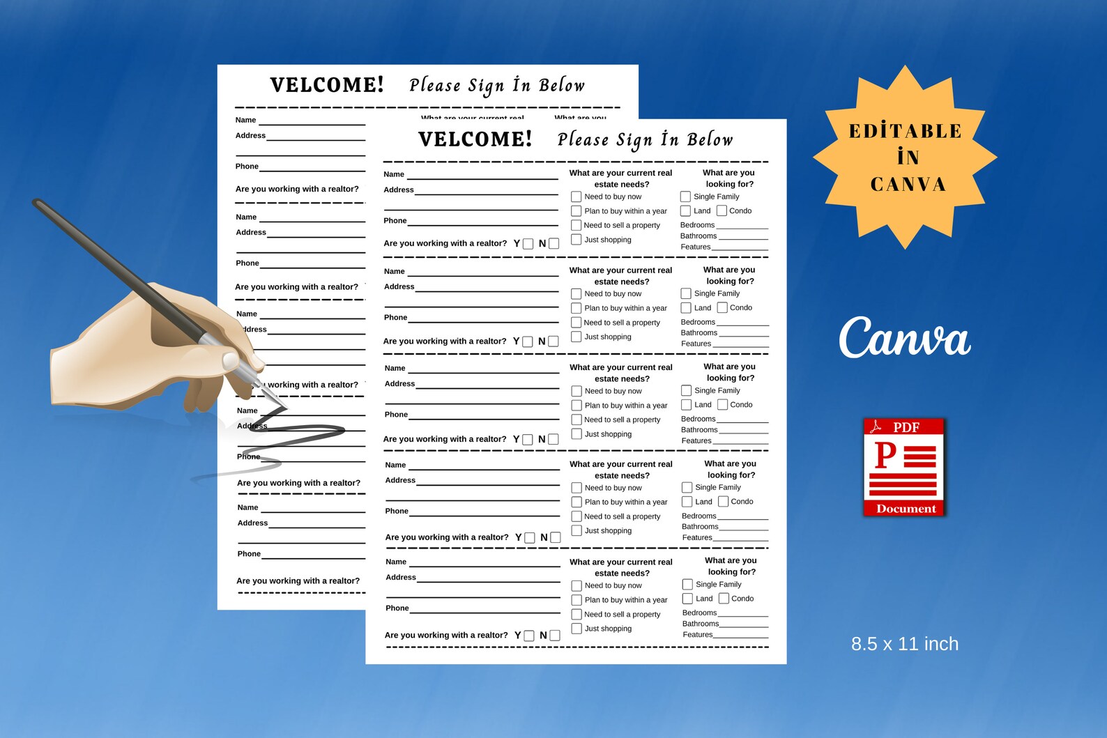 Open House Signin Sheet, Printable Open House Sign in Template Etsy