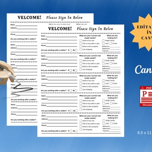 Open House Sign-In Sheet Template (Printable Digital Download)