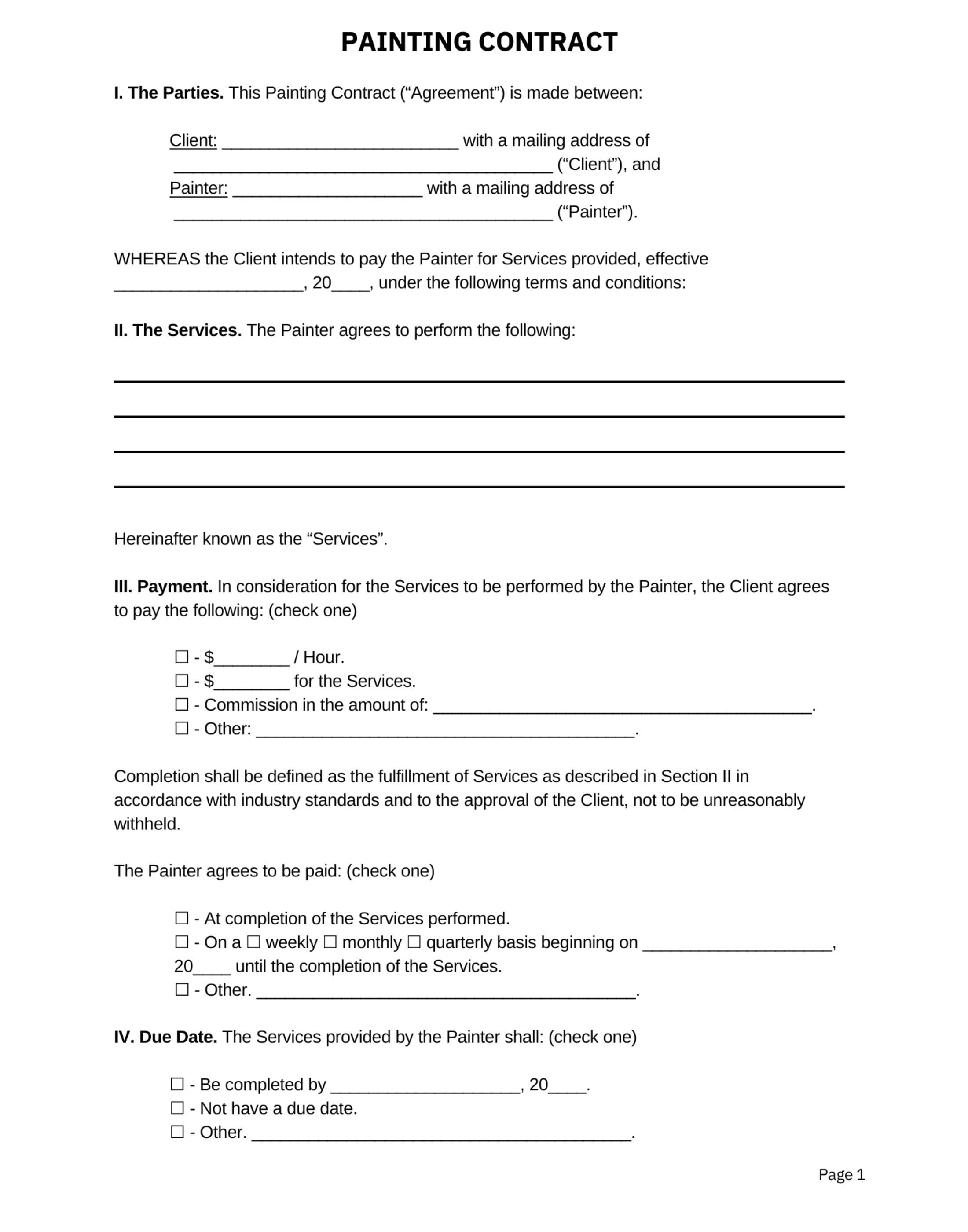 Printable Painting Contract Template: Service Agreement (Canva Editable, Digital Download)