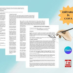 Printable Truck Owner Operator Lease Agreement (editable Canva Template ...