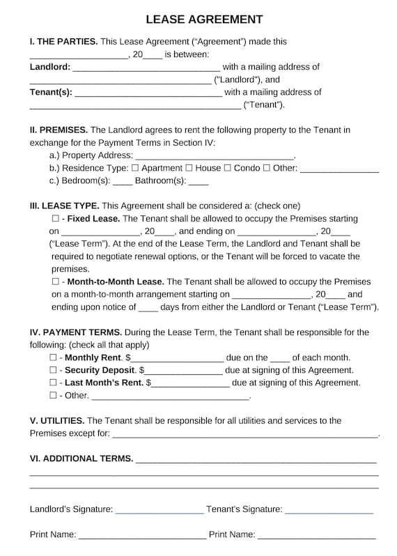Editable Rental Agreement Template: Printable Lease Contract (Digital Download)