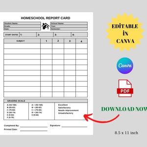 Boleta de calificaciones de educación en el hogar, boleta de calificaciones de educación en el hogar simple gris blanca imprimible