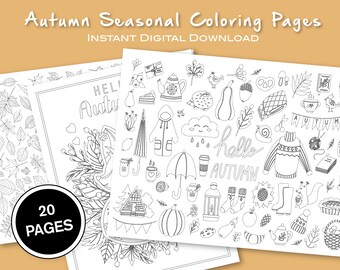 Fall / Autumn Printable Coloring Page Bundle