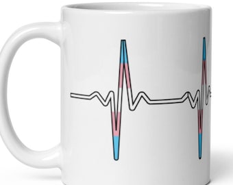 Transgender Transman Transwoman Trans Pride Color Heart Beat Lifeline Coffee Mug Cup