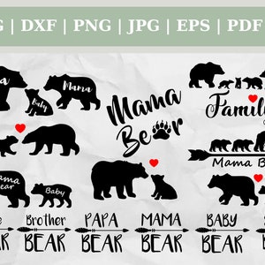 Bärenfamilie Mama Bär Baby Bär Papa Bär - Schnitt Datei, Clipart, Vektor
