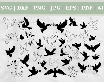 Dove Bundle - Cut Files, Clipart, Vector Svg Dxf Png Jpg Pdf