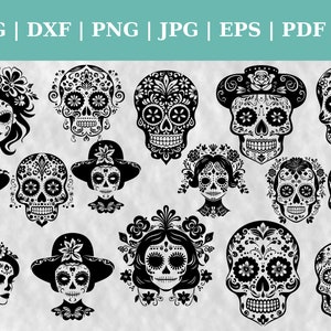 Dia De Muertos Bundle couper fichier, Halloween sorcière Svg, cliparts, vecteur SVG | DXF | png | Fichiers JPEG | PDF