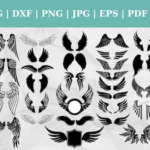 Wings Bundle Wings Monogram - Cortar archivos, Clipart, Vector Svg Dxf Png JPG pdf