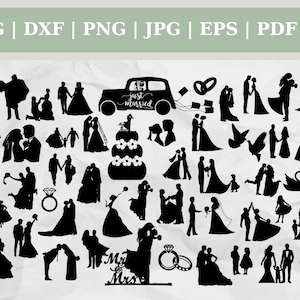 Wedding Big Bundle Verlobung Just Married - Cut Files, Clipart, Vektor Svg Dxf Png Jpg Pdf