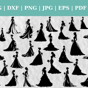 AUSVERKAUF! Braut Großes Bundle Hochzeit geschnitten Dateien, Hochzeit Kleid Clipart, Vektor SVG | DXF | Png | Jpg | Pdf