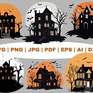 SALE! Haunted House Halloween Cut Files, Clipart, Vector SVG | DXF | Png | Jpg | Pdf
