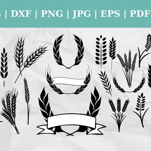 Wheat Bundle Laurel Monogram - Cortar archivos, Clipart, Vector Svg Dxf Png JPG pdf