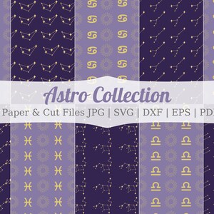 Astrology Bundle - Digital Paper & Cut Files, Clip Art, Vector, Zodiac Signs, Constelations