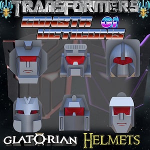 G1 Constructicons Devastator Helmets STL - Bionicle Kanohi Mask Set - Transformers x Lego Crossover - 6 Printable Decepticon Heads