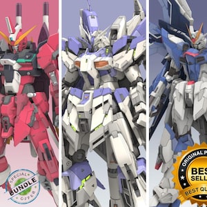 Gundam RX-93-ν2 Hi-ν & ZGMF-X19A ∞ Justice, STTS-909 Rising Freedom   - Digital Download - 3D Printable Gunpla Model Kit - Bundle