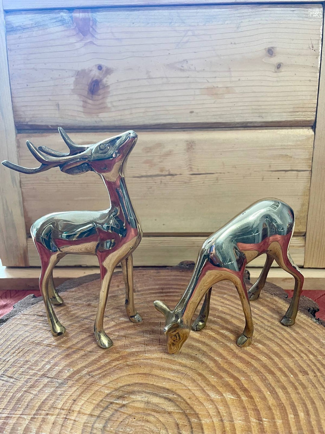 Vintage Medium Brass Doe & Buck Boho MCM Farmhouse Lodge Etsy