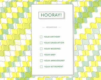 Hooray! Multi-purpose Greeting Card – Birthday, Graduation, Wedding, Baby, Anniversary, Retirement