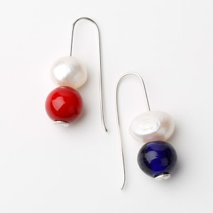 Earrings silver, sweetwater pearls, glass beads