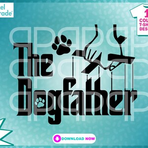 Hondenvader, huisdier "The Dog Father", pootafdrukken, kalverliefde, hondenbezitter, SVG, EPS, DXF, Clipart, Digitale snijbestanden van: Pixel Parade App®