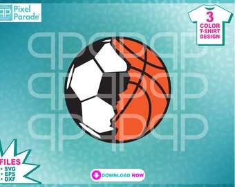 Fußball Basketball Split Design: Sport SVG EPS DXF Schnitt Dateien (Digitaler Download)