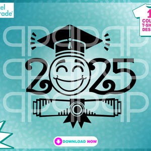 Diploma di laurea 2025 svg Cappello da laureato "Emoji di laurea" Nastro per cappello da laureato, Social media per laureati, File di taglio digitale di:Pixel Parade App®