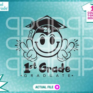 Happy Face Graduate 2026, Peace Out 1e leerjaar Svg, laatste schooldag, eerste leerjaar Svg, einde van school, afstuderen Shirt Svg afstuderen Cap