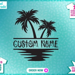 Custom svg, Custom Name svg, Family Vacation svg, Tropical Font, Palm Tree svg, png, dxf, Digital Cut Files by:Pixel Parade App