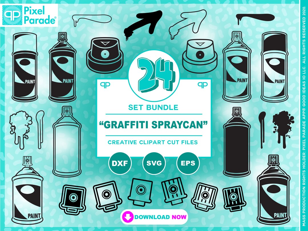 Graffiti Spray Can Clip Art Bundle: 24 SVG EPS DXF Files (digital ...