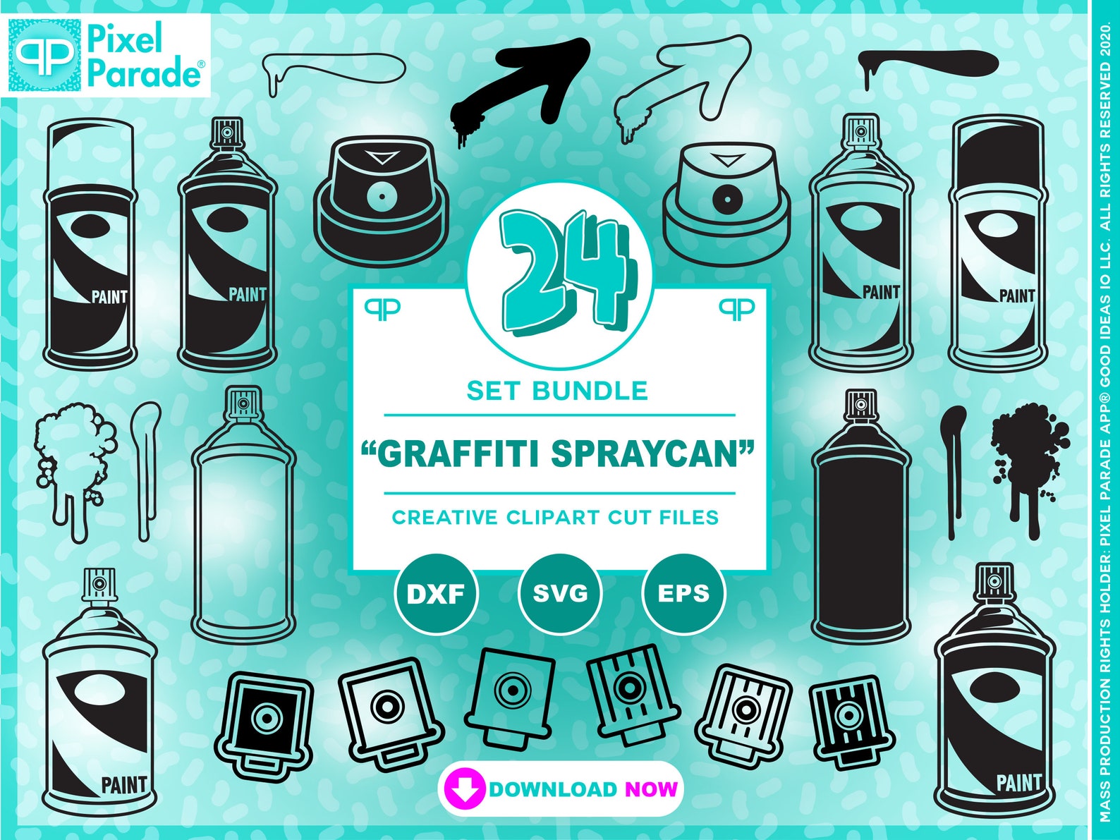 Graffiti Spray Can Clip Art Bundle: 24 SVG EPS DXF Files (digital ...