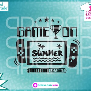 Gamer, Formatura, Férias, Último dia de aula, Acampamento de verão "Game On Summer" SVG, EPS, DXF, Clipart, Arquivos de corte digital por: Pixel Parade App®