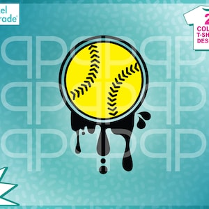 Softball Drips SVG: 2-färgad T-shirtdesign (digital klippfil)