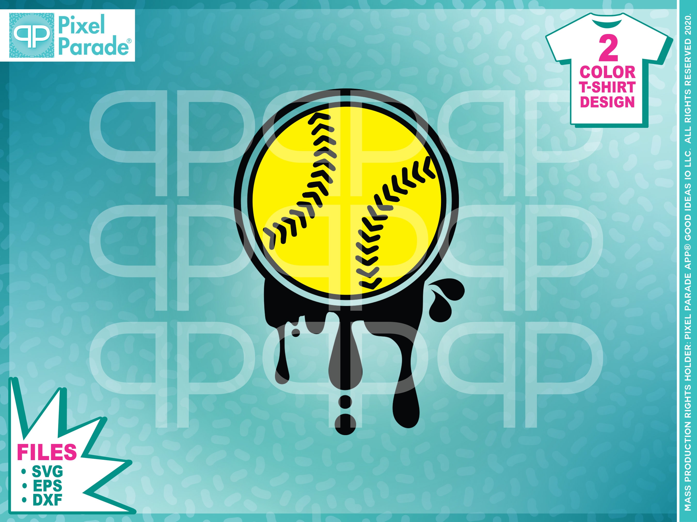 Softball Drips SVG: 2-Color T-Shirt Design (Digital Cut File)