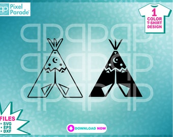 TeePee Tent SVG, EPS, DXF Files, Positive & Negative (Digital Download)