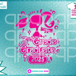 3rd Grade Graduate 2025 Pinke Puppe SVG: T-Shirt Design (Digital Cut File)