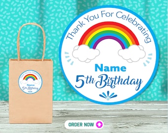 Personalized Birthday Party Stickers: Waterproof Thank You Favors
