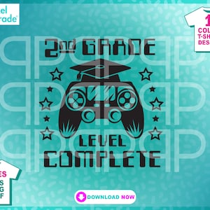 Remise des diplômes de deuxième année, jeu vidéo svg, niveau complet, svg eps dxf, cricut, téléchargement numérique, fichiers numériques par : Pixel Parade App®