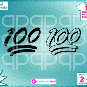 100 Emoji Text Nachricht svg "100 Emoji" Sticker Art, SVG, EPS, DXF, Cut Dateien. Positiv & Negativ, Digital Cut Files von: Pixel Parade App®