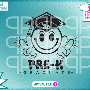 Happy Face Graduate 2026, Peace Out Pre-K Svg, Last Day of School Svg, Kids afstuderen Shirt Svg afstuderen Cap